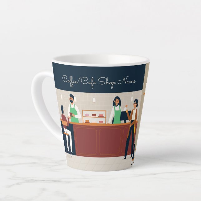 Personalised Coffee Cafe Shop Latte Mug (Left Angle)