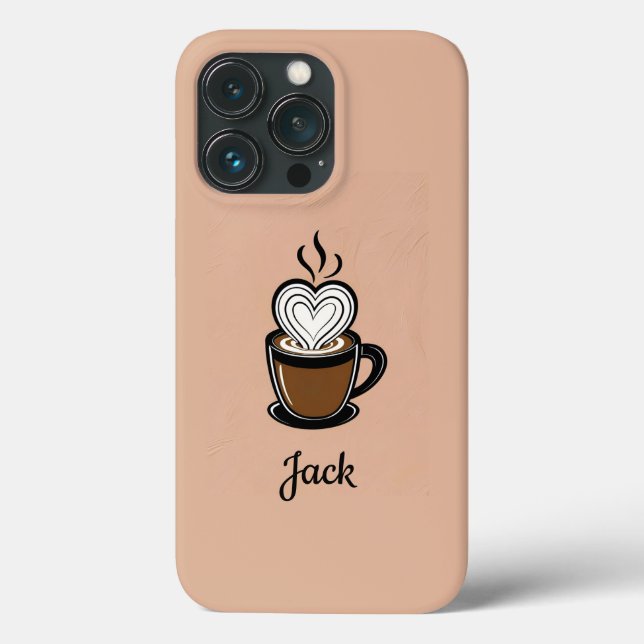 Personalised Coffee Cup with Heart Foam Case-Mate iPhone Case (Back)