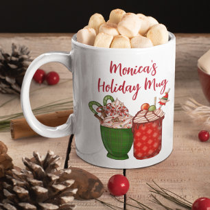 Personalised Coffee Espresso Watercolor Christmas Mug