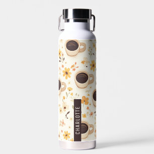 Personalised Coffee & Floral Water Bottle