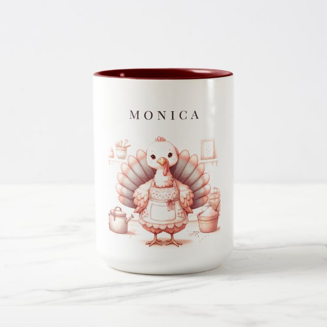 Personalised Coffee Mug, Cook Turkey Two-Tone Coffee Mug (Center)