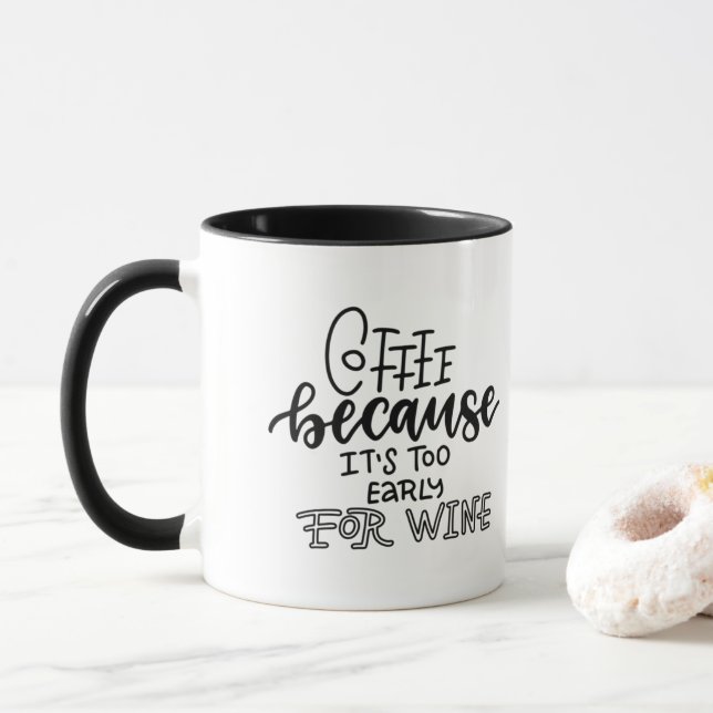 Personalised Coffee Mug, Custom Bistro Cup (With Donut)