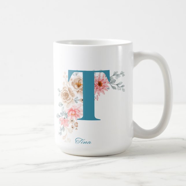 Personalised Coffee Mug Letter T (Right)
