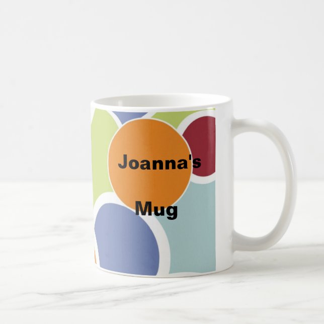 Personalised Coffee Mug Retro Circles Add Name (Right)