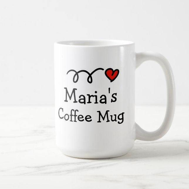 Personalised coffee mug with custom name and heart (Right)