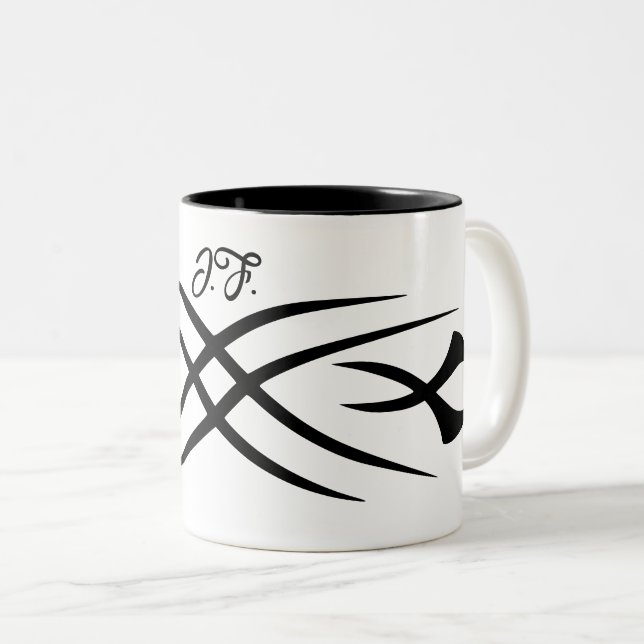 Personalised coffee mug with tribal tattoo design (Front Right)
