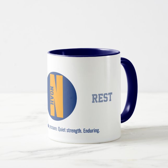 Personalised Coffee Mugs, Noah Name Meaning Mug (Front Right)