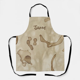 Personalised Coffee Rings, Stains, Barista, Brown Apron