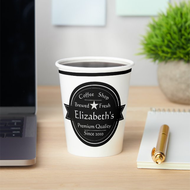 Personalised coffee shop logo coffee  paper cups (Insitu)