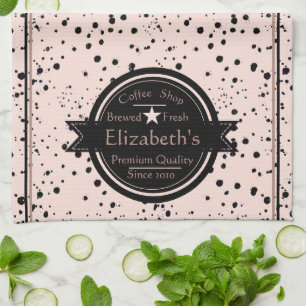 Personalised coffee shop logo  kitchen towel