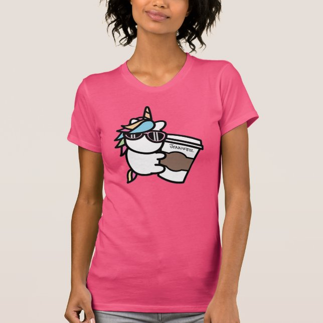 Personalised Coffee & Unicorn T-Shirt (Front)