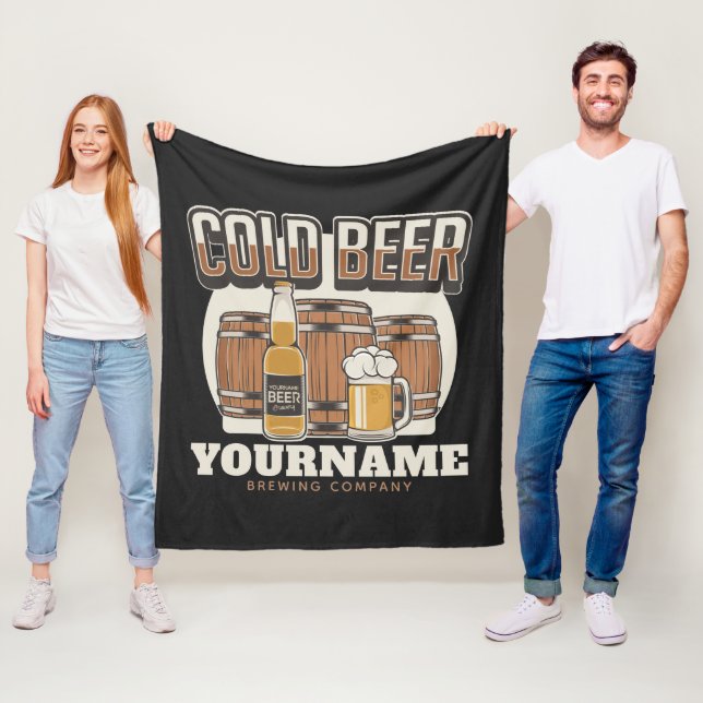 Personalised Cold Beer Oak Barrel Brewery Brewing  Fleece Blanket (In Situ)