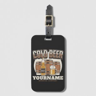 Personalised Cold Beer Oak Barrel Brewery Brewing Luggage Tag