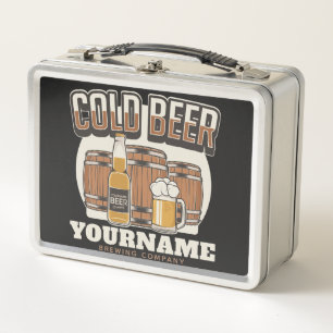 Personalised Cold Beer Oak Barrel Brewery Brewing  Metal Lunch Box