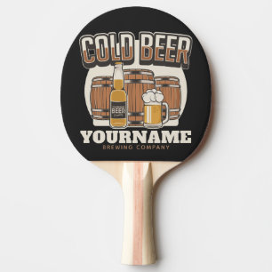 Personalised Cold Beer Oak Barrel Brewery Brewing  Ping Pong Paddle