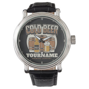 Personalised Cold Beer Oak Barrel Brewery Brewing Watch