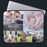 Personalised Collage Family Kids Pets Photo Blocks Laptop Sleeve<br><div class="desc">Personalise your laptop sleeve with your favourite photos of family,  kids,  pets and special memories with this collage design. The chalkboard block adds a  modern touch and font mix selection is perfectly paired for your family name.</div>