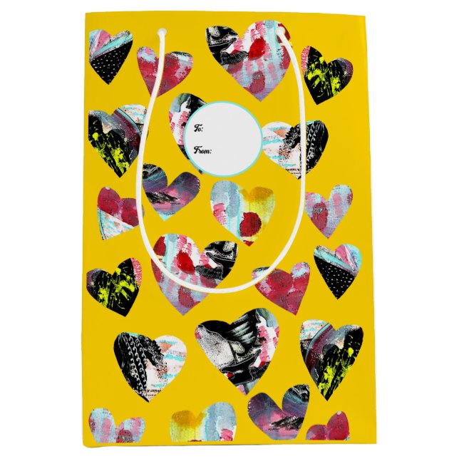 Personalised Collage Hearts Medium Gift Bag (Front)