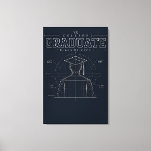 Personalised College Blueprint Graduate 2026 Canvas Print