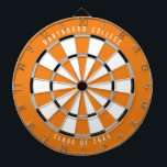 Personalised College Class of 20XX | Orange Dartboard<br><div class="desc">Customise this with your own text and colours! Example shown has the top text "Dartboard College" and bottom text "Class of 20XX" with a orange, grey, black, and white colour palette. This makes a great gift for college students or a graduation gift for a new grad! If you need help...</div>