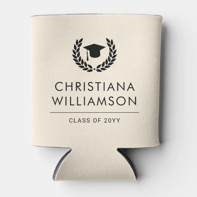 Personalised College Graduation Elegant Can Cooler (Front)
