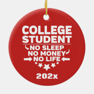 Personalised College Student No Sleep Money Life Ceramic Tree Decoration