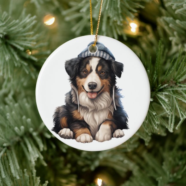 Personalised Collie Dog Ceramic Tree Decoration (Tree)