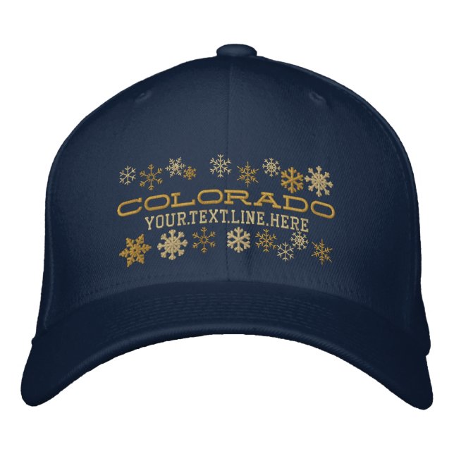 Personalised Colorado Winter Snowflakes Embroidered Hat (Front)