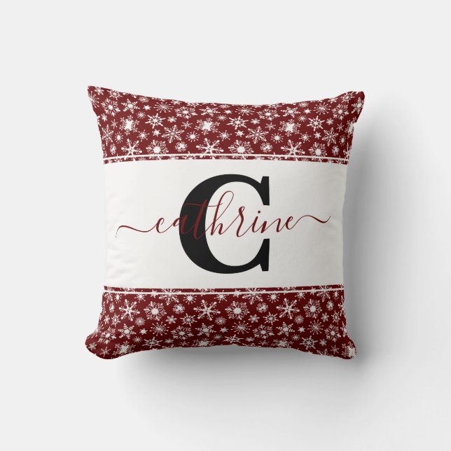 Personalised colorblock and snow throw pillow (Front)