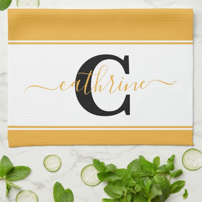 Personalised colorblock  kitchen towel (Folded)