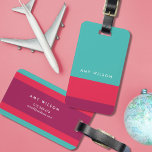 Personalised Colour Block Turquoise Pink Purple Luggage Tag<br><div class="desc">Modern and stylish colour block luggage tag in turquoise, pink and purple. Personalise this tag with your information and for more options such as to change the font and it's size click the "Customise it" button. *Please note that the Zazzle Watermark that appears in the zoom preview will not appear...</div>