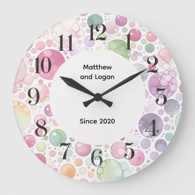 personalised colour bubble clock  (Front)