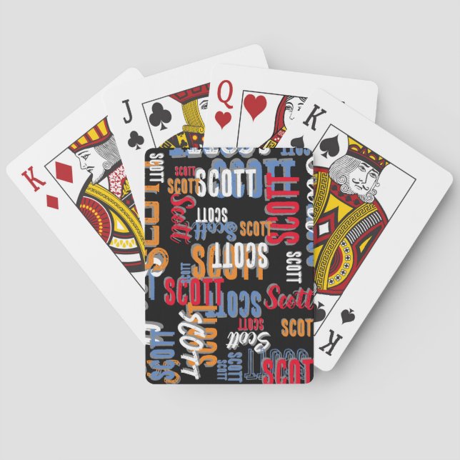 Personalised Colour Name all over Black Playing Cards (Back)