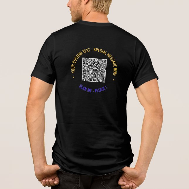 Personalised Colour QR Code Custom Text Template Tri-Blend Shirt (Back)