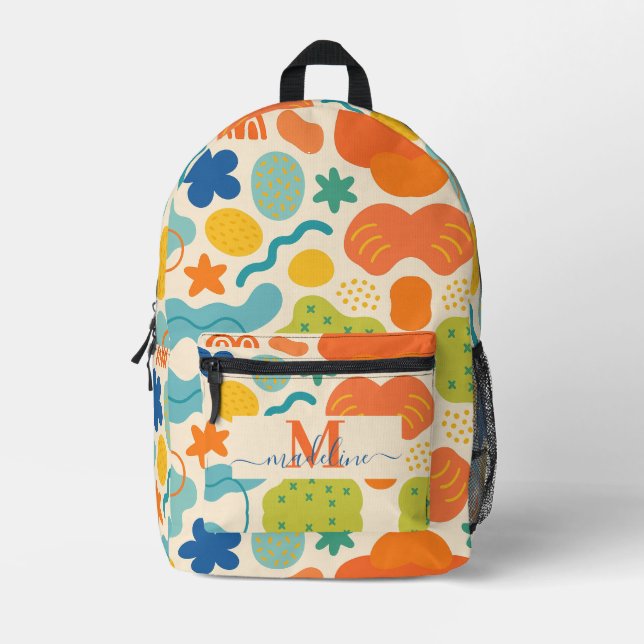Personalised Colour Splash Abstract  Printed Backpack (Front)