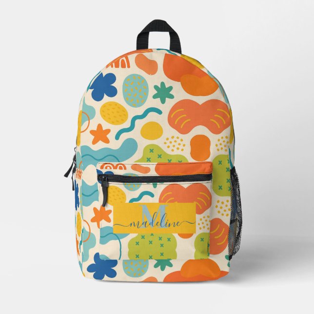 Personalised Colour Splash Abstract  Printed Backpack (Front)
