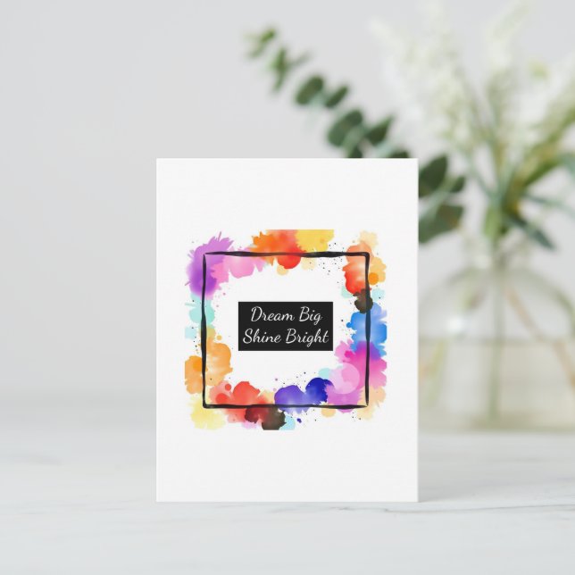 Personalised Colour Splash Quote Wall Art | Custom Postcard (Standing Front)