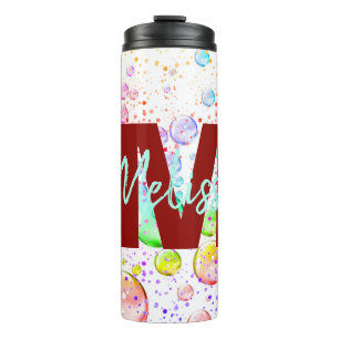 Personalised Coloured Bubbles Thermal Tumbler