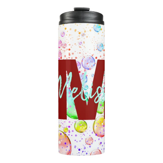 Personalised Coloured Bubbles Thermal Tumbler (Front)
