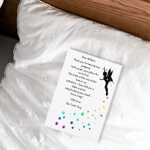 Personalised Coloured Stars Tooth Fairy Thank You Card