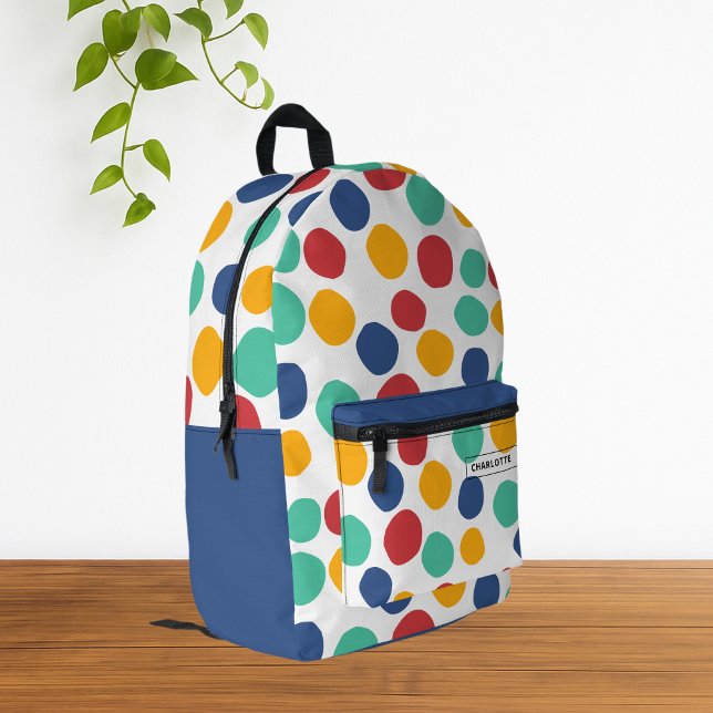 Personalised Colourful Abstract Pattern  Printed Backpack (Colorful Cute Abstract Polka Dots Pattern Backpack)
