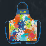Personalised Colourful Artist Paint Splash  Apron<br><div class="desc">A fun and colourful paint splash apron for an artist. Personalise it with their name. Designed for you by Blackberry Boulevard.</div>