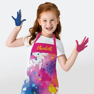 Personalised Colourful Artist Paint Splash  Apron
