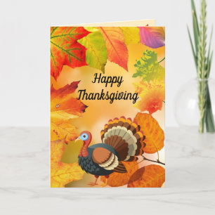 Personalised - Colourful Autumn / Fall Turkey Card