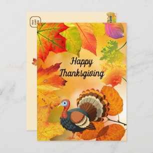 Personalised - Colourful Autumn / Fall Turkey Postcard