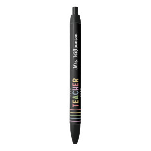 Personalised Colourful Best Teacher Appreciation Black Ink Pen