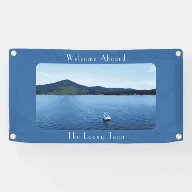 Personalised Colourful Boat Decor Pontoon Lake Banner (Horizontal)