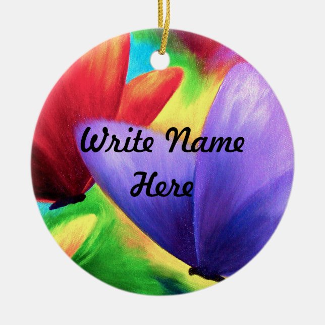 Personalised Colourful Butterflies Name Ornament (Front)
