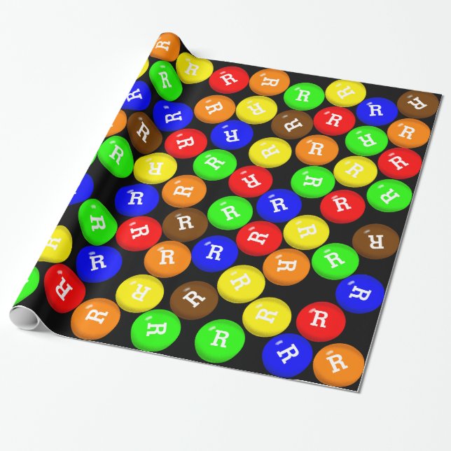 Personalised Colourful Candy Coated Chocolates Wrapping Paper (Unrolled)