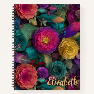 Personalised Colourful Carnival Flower Garden Notebook